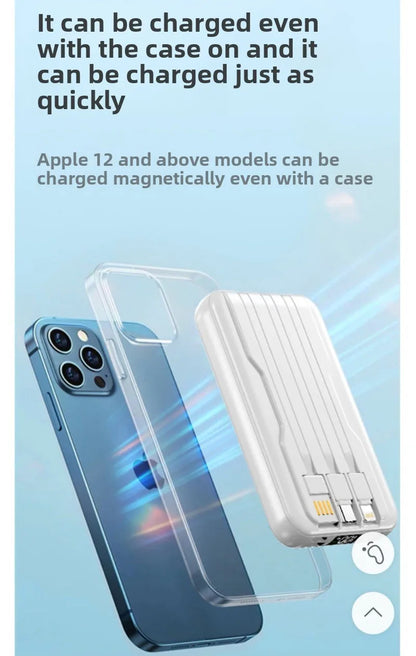 Magnetic Wireless Power Bank 10000mAh – 22.5W Fast Charging with Built-in Cable (MagSafe Compatible