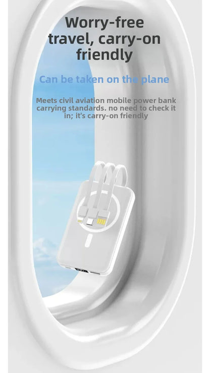 Magnetic Wireless Power Bank 10000mAh – 22.5W Fast Charging with Built-in Cable (MagSafe Compatible