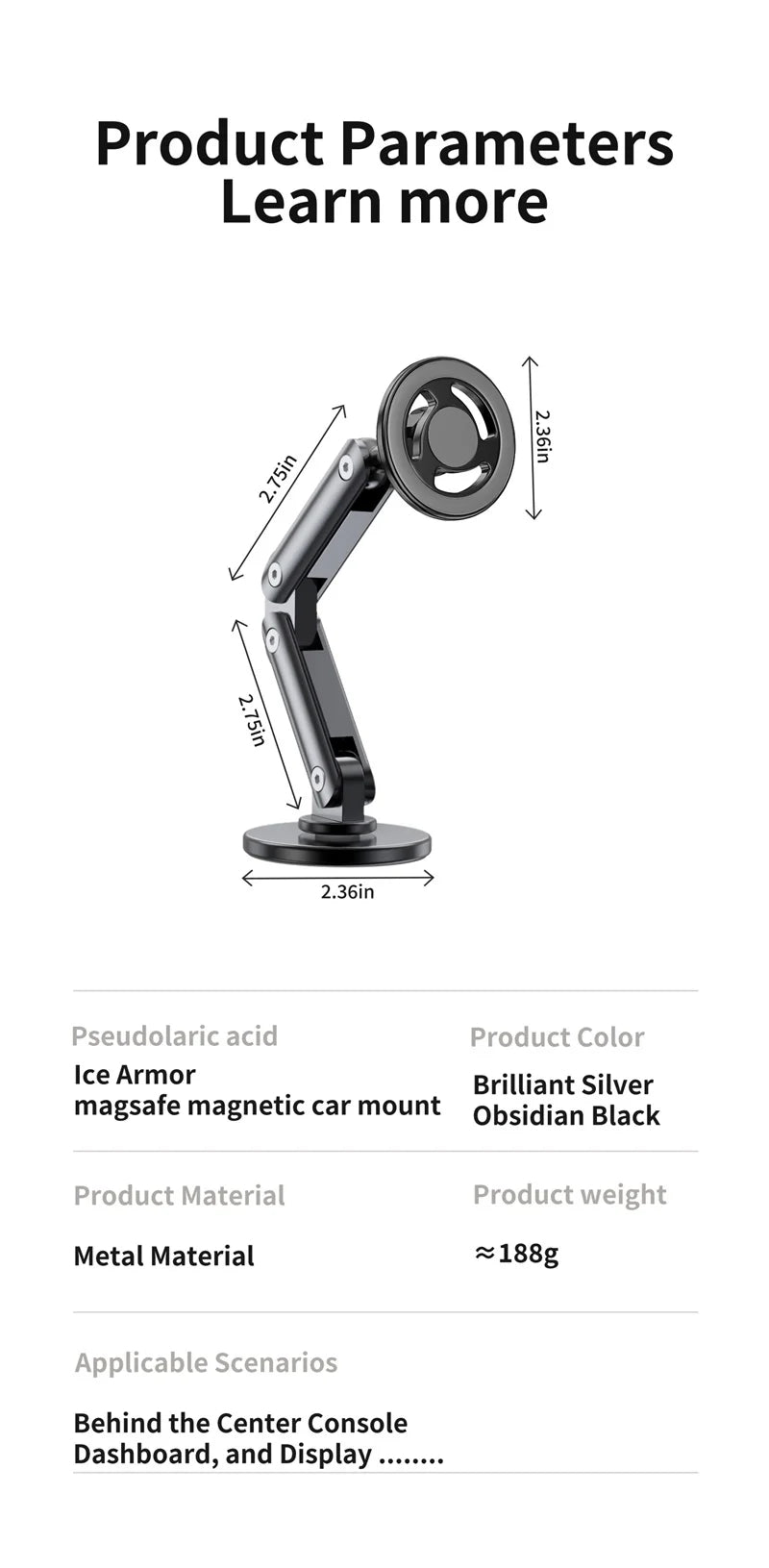 360° Magnetic Car Phone Mount – Foldable Alloy Holder for iPhone, Samsung & Xiaomi
