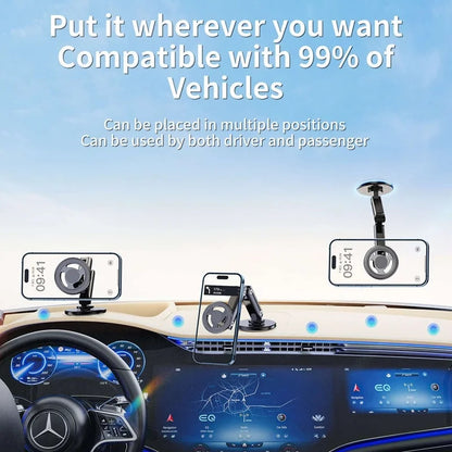 360° Magnetic Car Phone Mount – Foldable Alloy Holder for iPhone, Samsung & Xiaomi