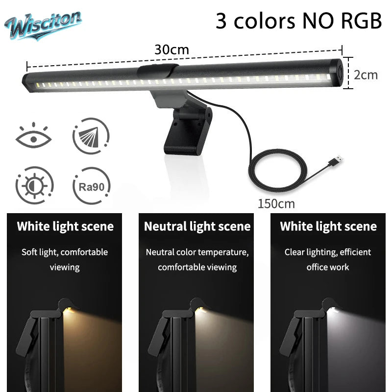 Monitor Light Bar No Glare Eye Care – Screen Light for Desk, Work, Reading & Gaming (Dimmable USB)