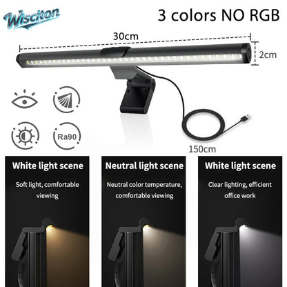 Monitor Light Bar No Glare Eye Care – Screen Light for Desk, Work, Reading & Gaming (Dimmable USB)