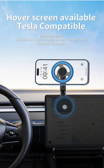 360° Magnetic Car Phone Mount – Foldable Alloy Holder for iPhone, Samsung & Xiaomi